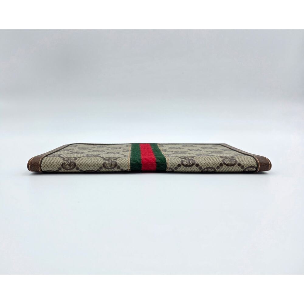 Gucci Vintage GG Canvas Web Stripe Long Wallet Brown Monogram Leather - Picture 3 of 16